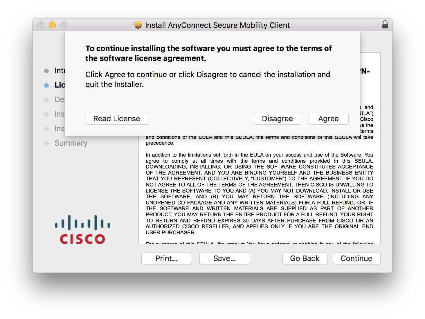 Agree to license agreement