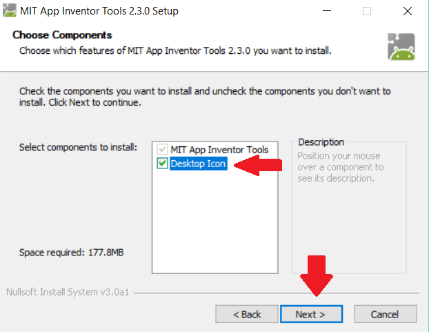 Include desktop icon and click Next icon