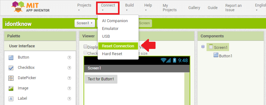 Reset the connection emulator_reset