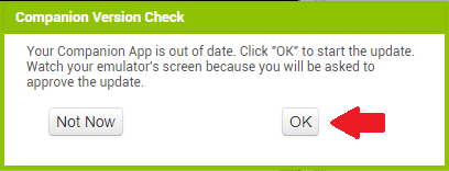 Begin the update process for the Companion App emulator_update