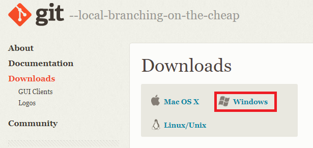Select download for Windows git-download