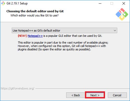 Click "Next" git-editor