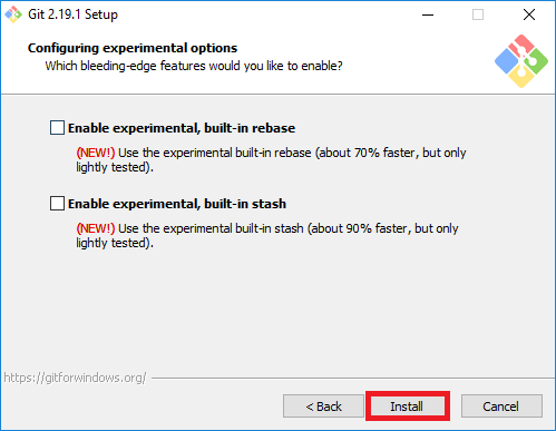 Click "Install" git-experimental-options