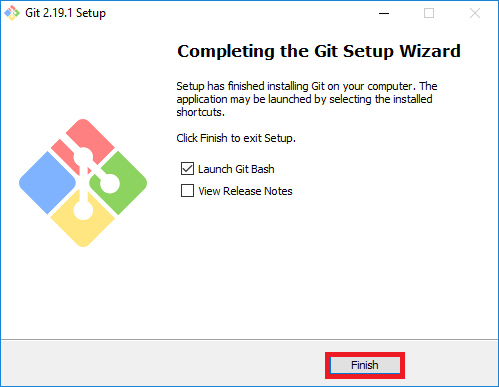 Click "Finish" git-finish