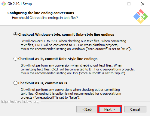 Click "Next" git-line-ending-conversions