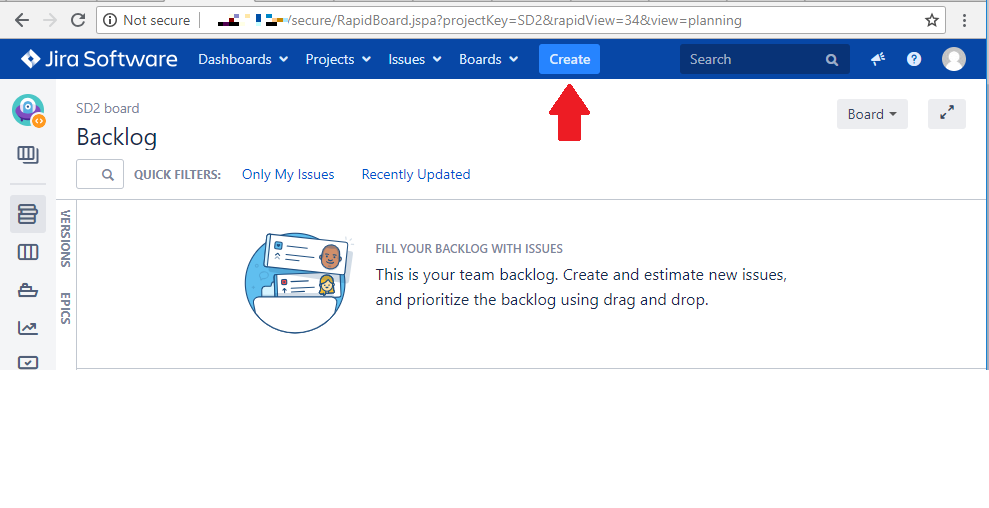 The create issue button on the navigation bar button_create