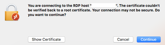Click "Continue" certificate