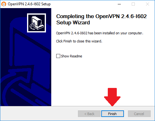 Click finish to complete the installation openvpn_finish