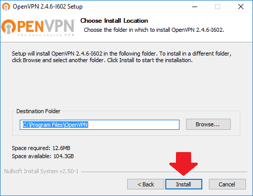 Keep default installation path and click Install openvpn_install