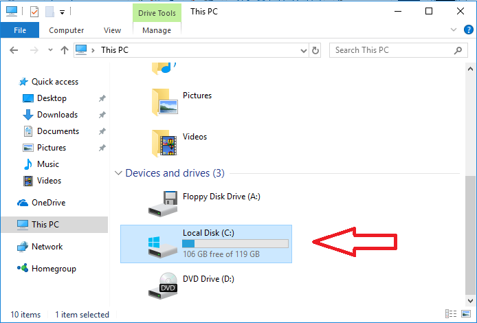 c drive location c drive location