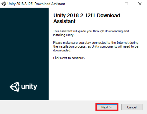 Click "Next" unity-open-installer