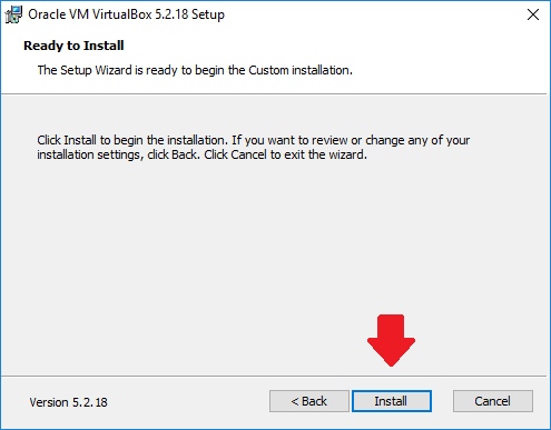 Click "Install" vbox-install