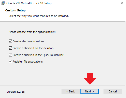 Click "Next" vbox-options