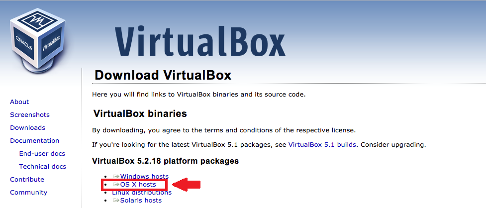 Select download for OS X hosts vbox-download