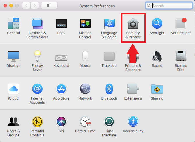 Click "Security & Privacy" vbox-security